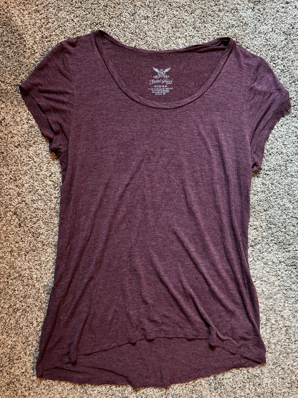 Faded Glory Scoop Neck Short Sleeve Tee - Plum
